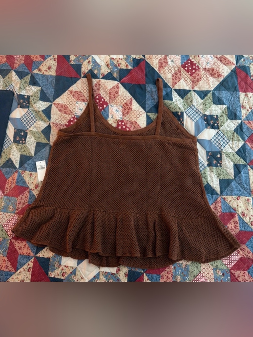 Old Navy Brown Ruffle-Hem Mesh Cami - Picture 2 of 2